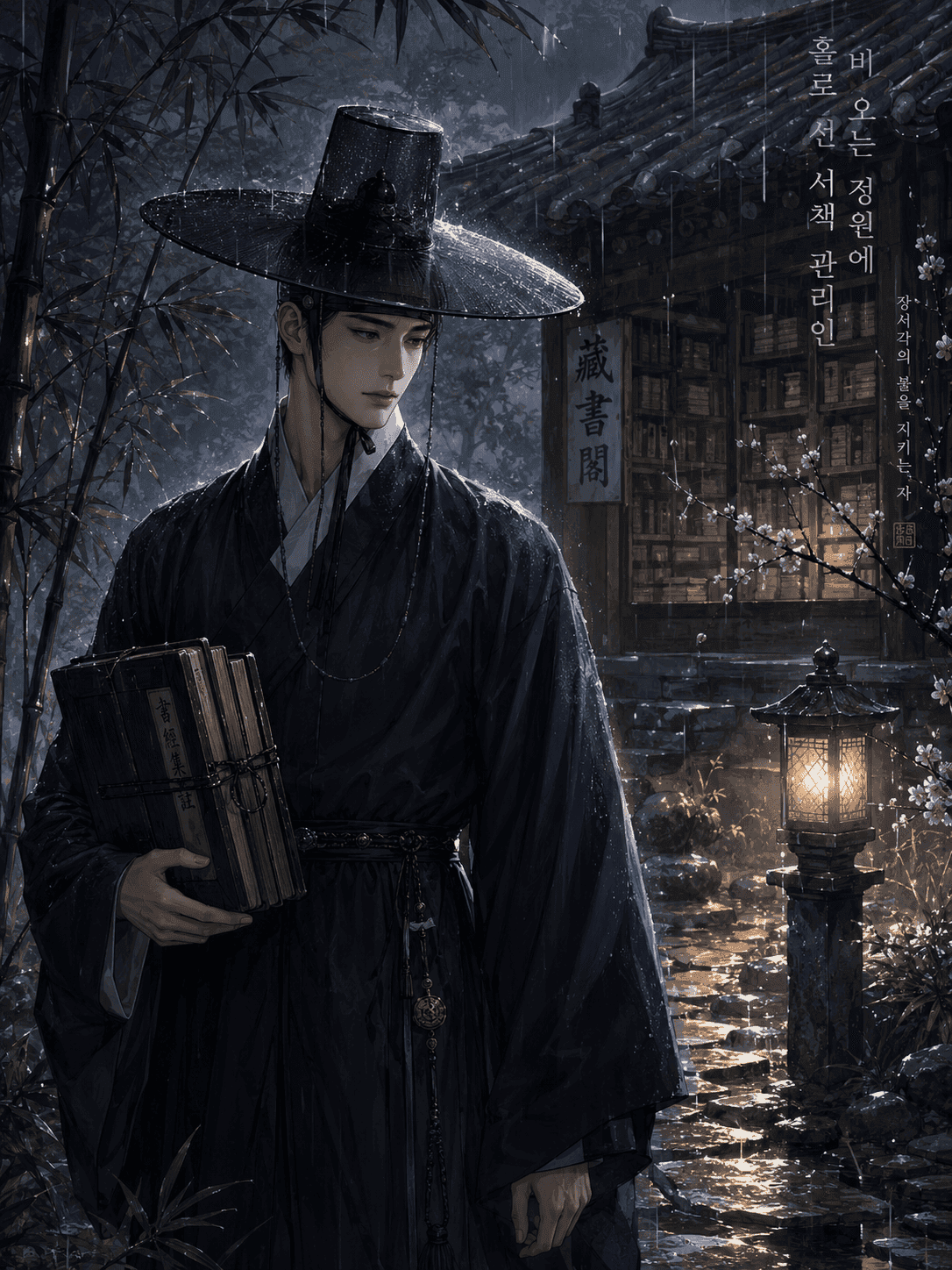 계미일주 비 오는 정원에 홀로 선 서책 관리인