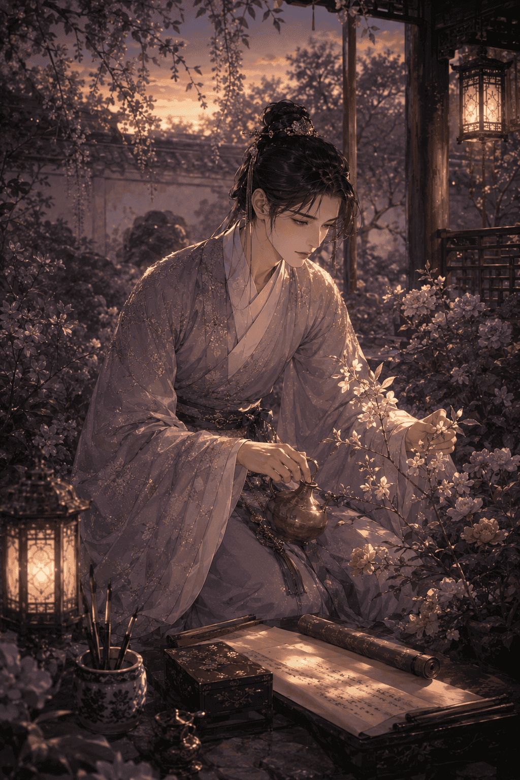황혼의 정원을 돌보는 시인