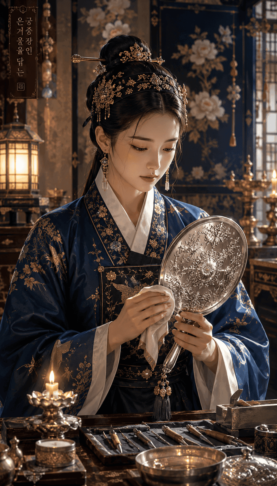 은거울을 닦는 궁중 장인